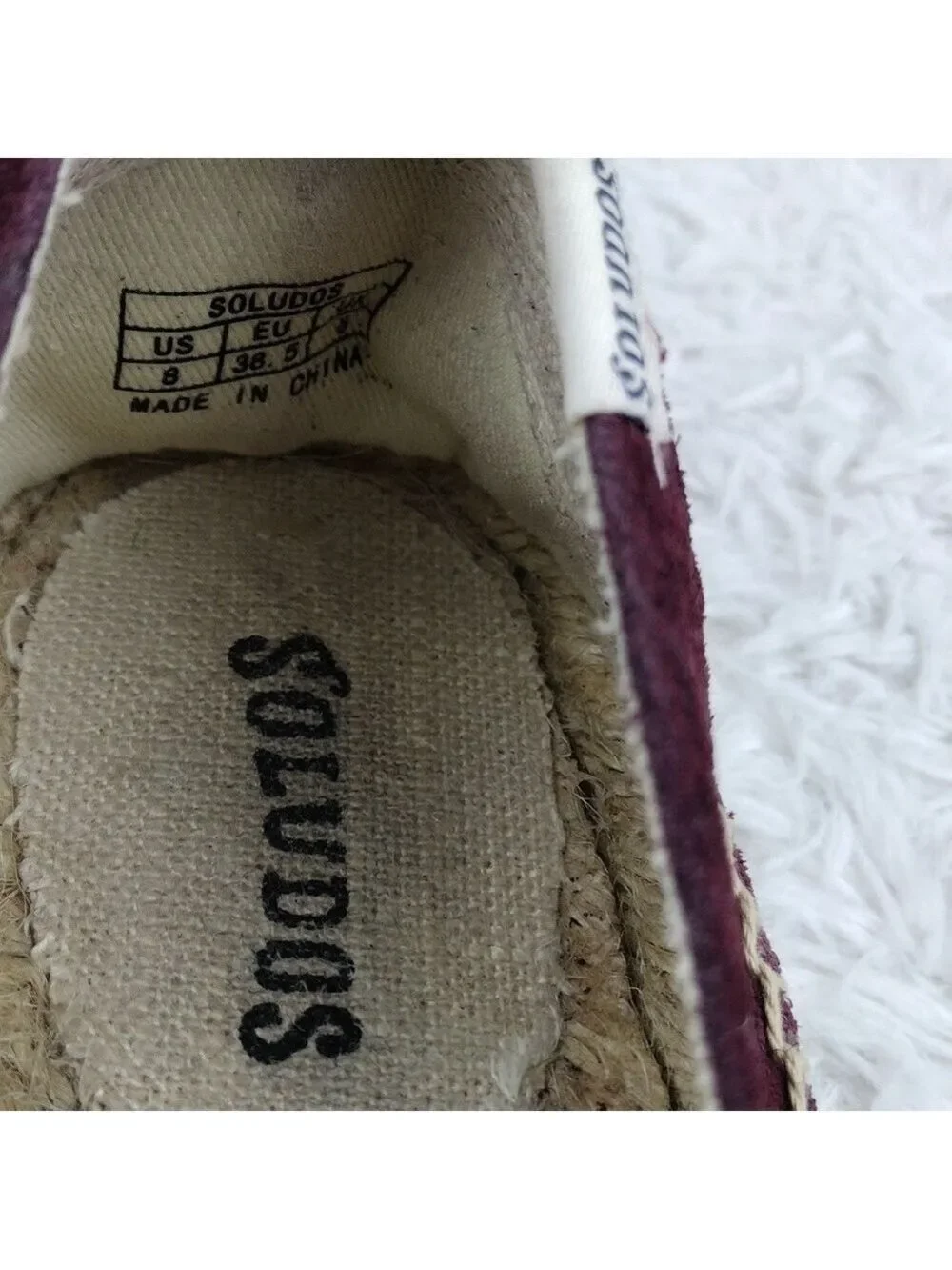 Soludos Burgundy Stitched Suede Leather Almond Toe Espadrille Platform Shoe